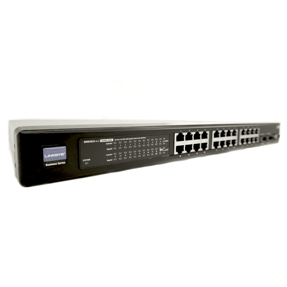 Cisco 24-Port Gigabit Switch SRW2024-K9-EU seitlich Anschlüsse