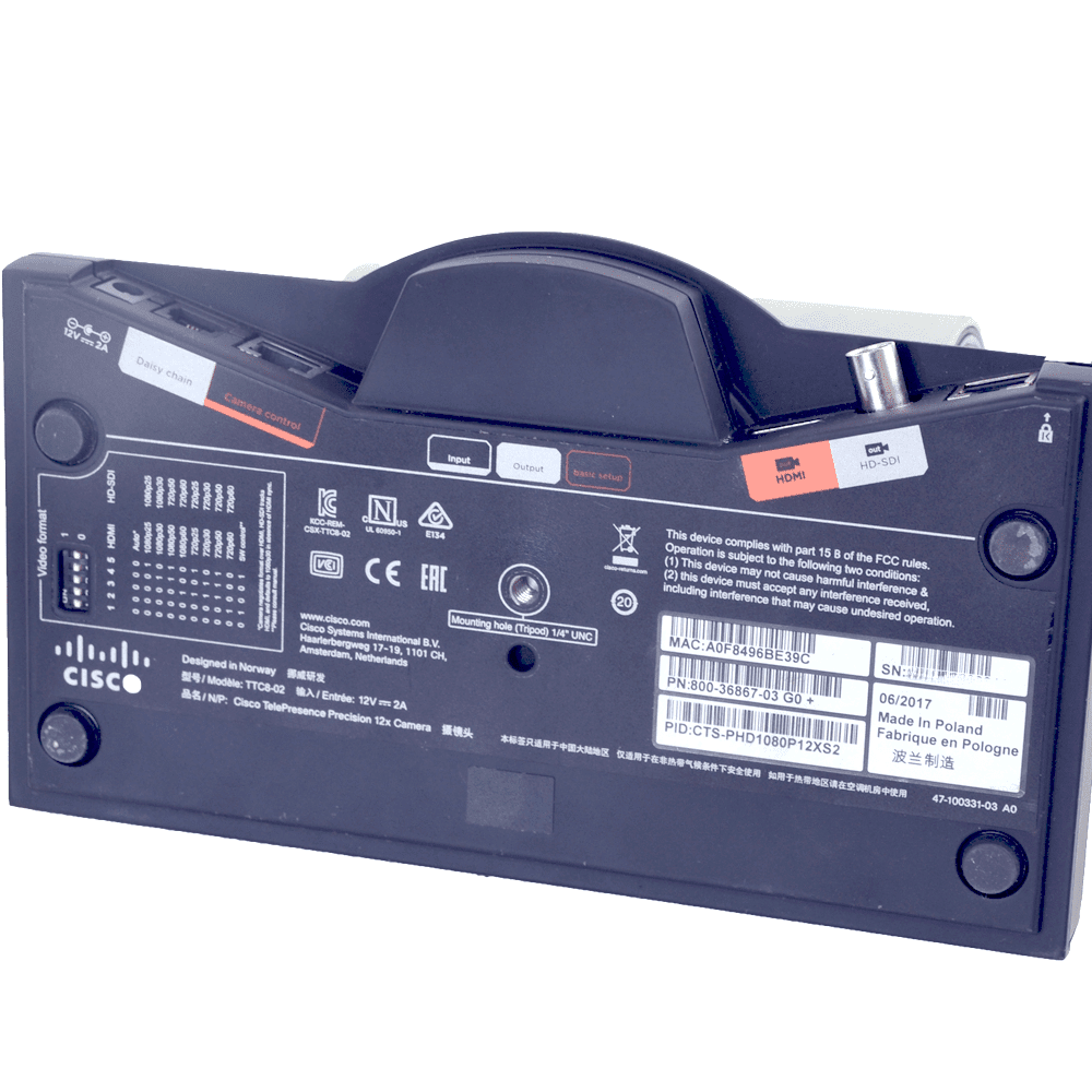 Cisco TelePresence PrecisionHD Camera TTC8-02 CTS-PHD1080P12XS2 Unterseite