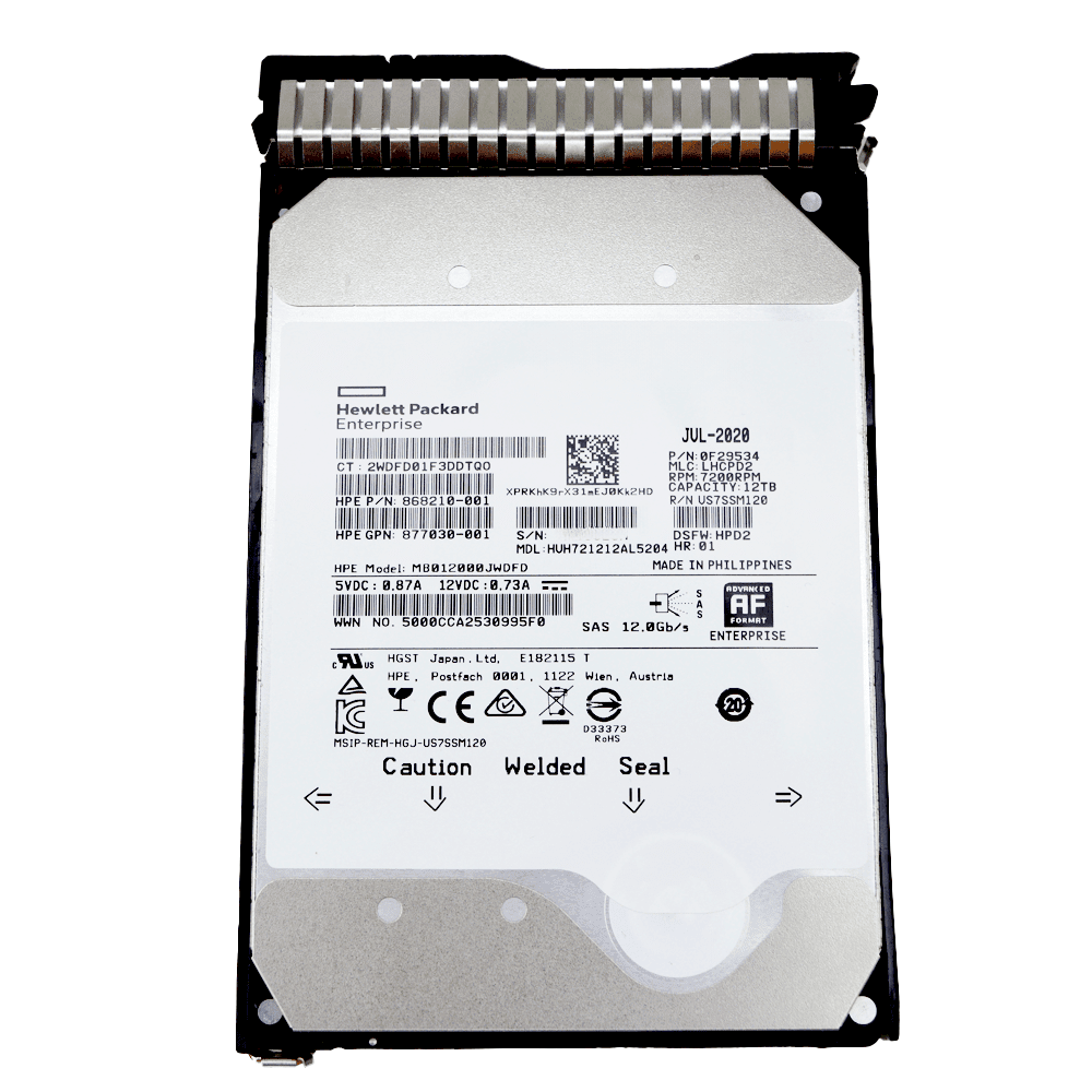 HPE Helium Festplatte 868210-001 12TB 7200RPM 3.5in DS SAS-12G Midline G9 G10 HDD Unterseite